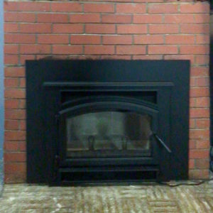 Fireplace Xtrodinair Wood Burning Insert Arched Face and Chimney