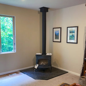 Lopi Rockport Free Standing Wood Stove and Chimney