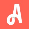 White stylized letter Angislist logo on coral background